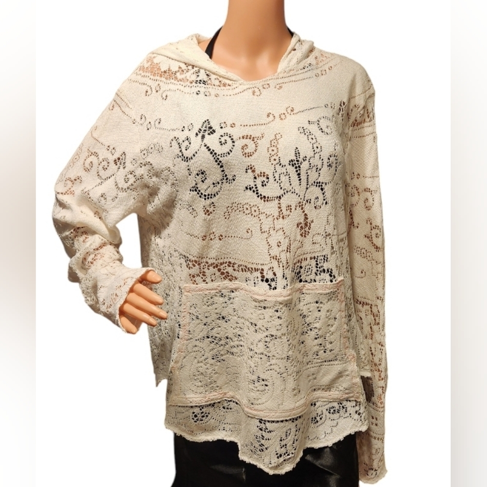 Upcycled Vintage lace hoodie -handmade size M/L